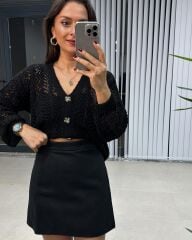 Sg Ajurlu Siyah Düğmeli Hırka