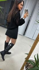 Sg Ajurlu Siyah Düğmeli Hırka