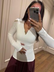 Mz 21502 Beyaz Fitilli Bluz