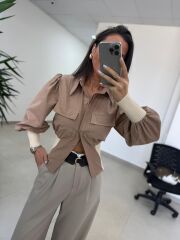 Sg 0003 Manşet Detaylı Tasarım Vizon Gömlek