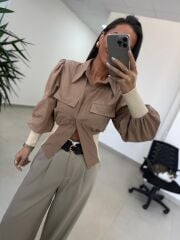 Sg 0003 Manşet Detaylı Tasarım Vizon Gömlek