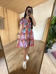 Mng mor geçişli Batik elbise