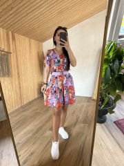 Mng mor geçişli Batik elbise