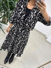 Ms 9418 Truvakar Kol Midi Bluzlu Leo Elbise