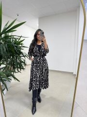 Ms 9418 Truvakar Kol Midi Bluzlu Leo Elbise