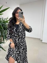 Ms 9418 Truvakar Kol Midi Bluzlu Leo Elbise