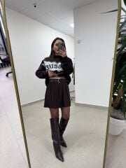Pi 580728 Pileli Kemerli A.Kahve Etek