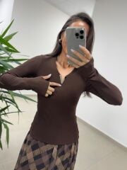 Mz 22786 Baklava Desenli Kahve - Bej Etek