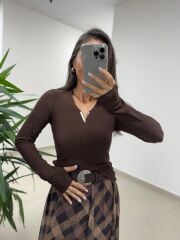 Mz 22786 Baklava Desenli Kahve - Bej Etek