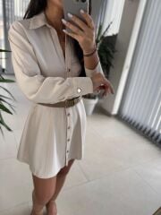 Fw 0367  Linda Taş Mini Gömlek Elbise