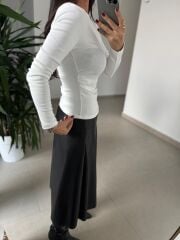 Dv 31401 Bel Drape Detaylı Ekru Bluz