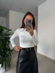 Dv 31401 Bel Drape Detaylı Ekru Bluz