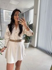 Fw 0367  Linda Taş Mini Gömlek Elbise