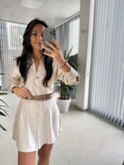 Fw 0367  Linda Taş Mini Gömlek Elbise