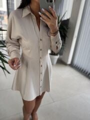 Fw 0367  Linda Taş Mini Gömlek Elbise