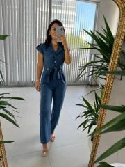 Mc 4046 Düğme Detaylı İndigo Tulum