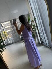 Np 8018 Lila Müslin Nakışlı Takım