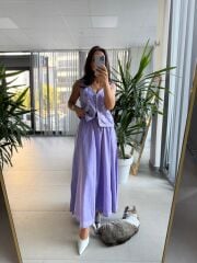 Np 8018 Lila Müslin Nakışlı Takım