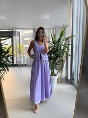 Np 8018 Lila Müslin Nakışlı Takım