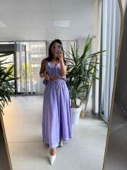 Np 8018 Lila Müslin Nakışlı Takım