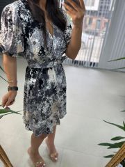 My 3414 Double Breasted Belted Black Dress