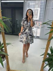 My 3414 Double Breasted Belted Black Dress