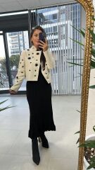 Siyah Kol Düğmeli Triko Elbise 9876