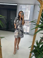 My 3414 Double Breasted Belted Black Dress
