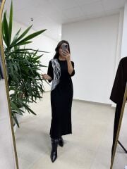 Ms 5617 Tasarım Siyah Modal Elbise