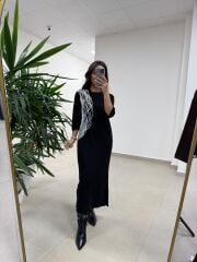 Ms 5617 Tasarım Siyah Modal Elbise