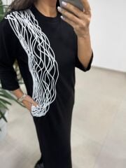 Ms 5617 Tasarım Siyah Modal Elbise