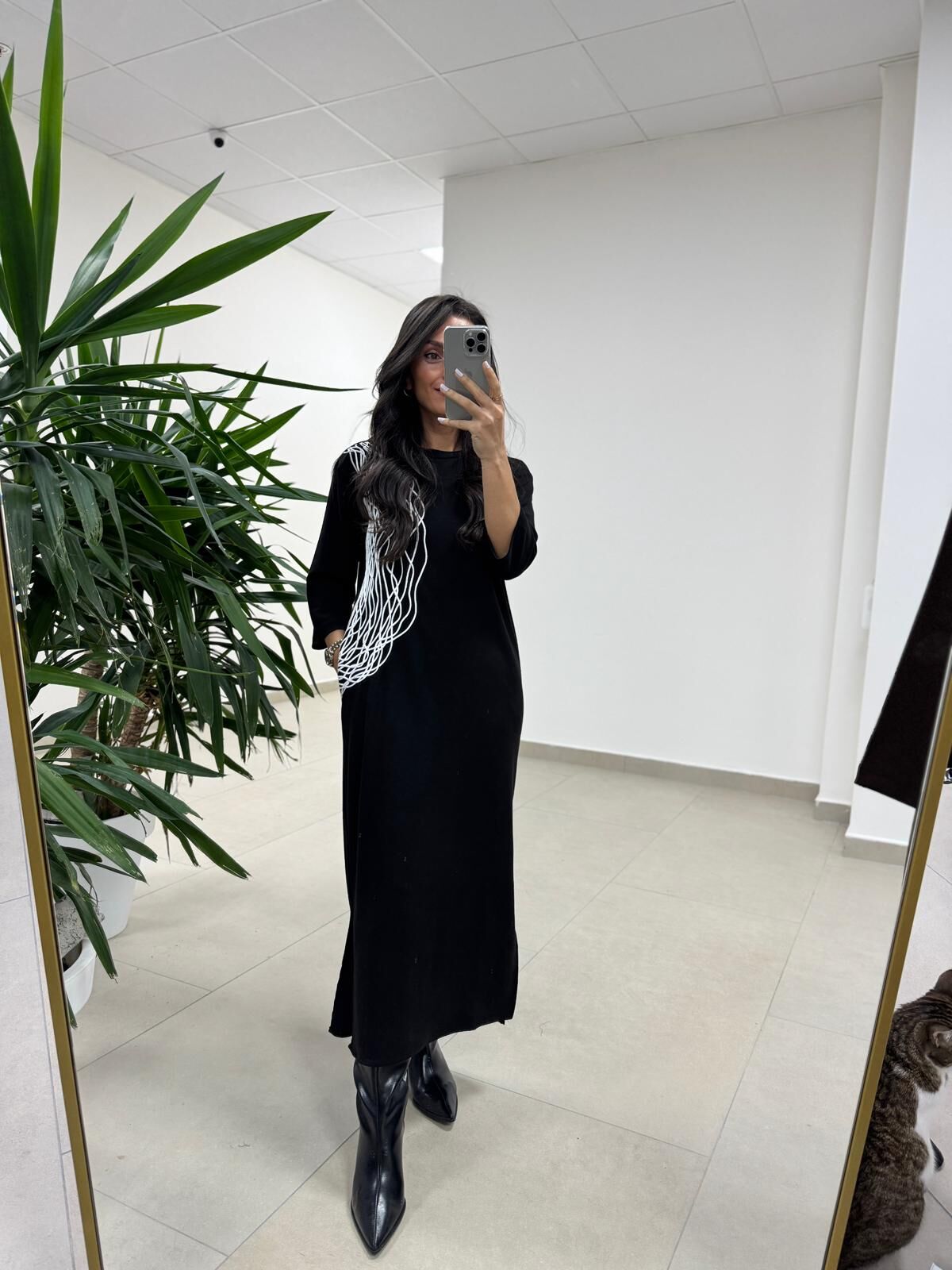 Ms 5617 Tasarım Siyah Modal Elbise