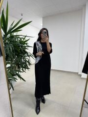 Ms 5617 Tasarım Siyah Modal Elbise