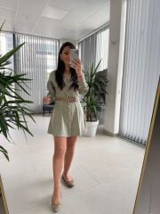 Fw 0367 Linda Mint Yeşili Mini Gömlek Elbise