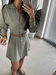 Fw 0367 Linda Mint Yeşili Mini Gömlek Elbise