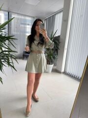 Fw 0367 Linda Mint Yeşili Mini Gömlek Elbise
