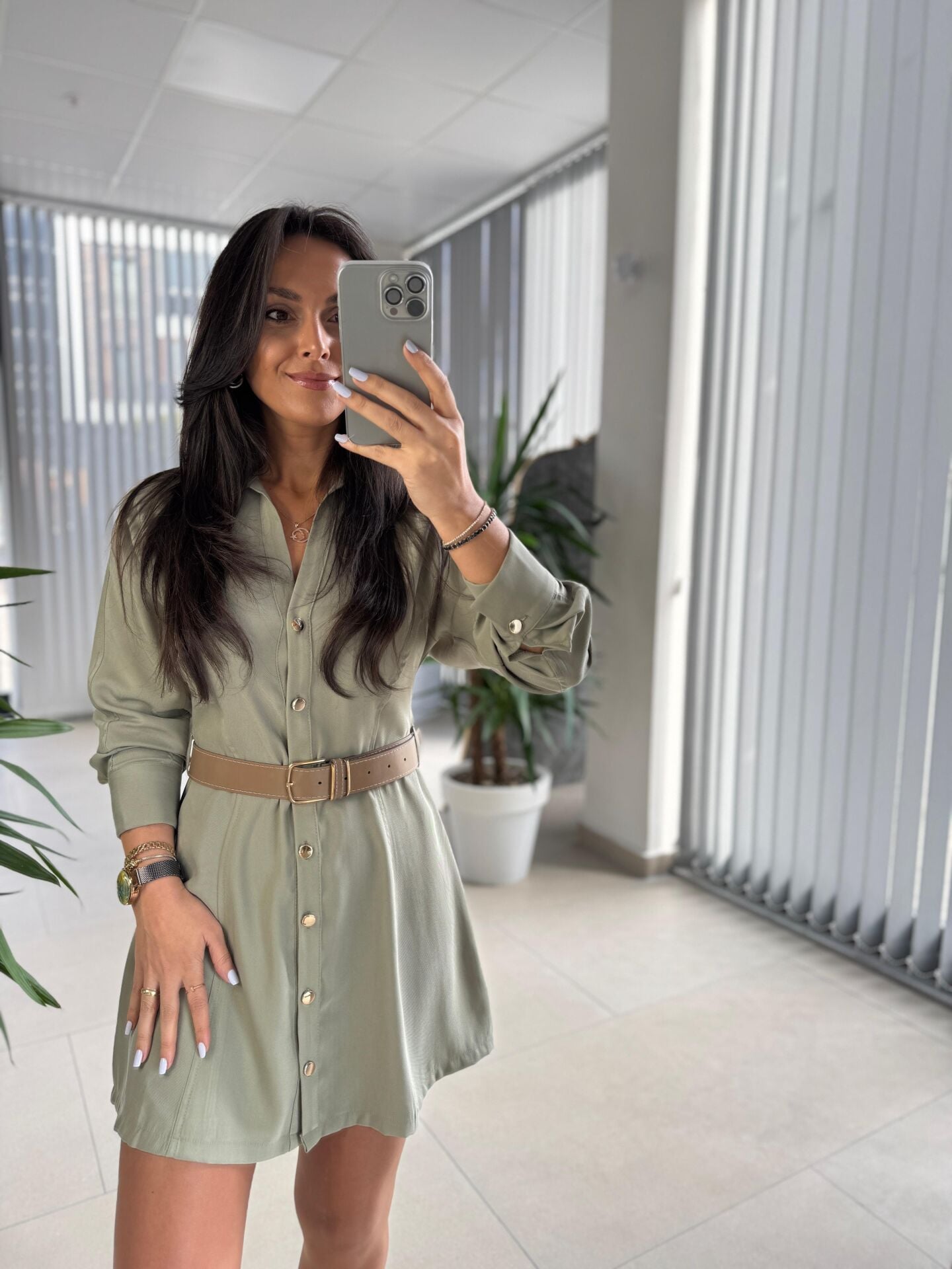 Fw 0367 Linda Mint Yeşili Mini Gömlek Elbise