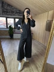 Polka dot crepe jumpsuit