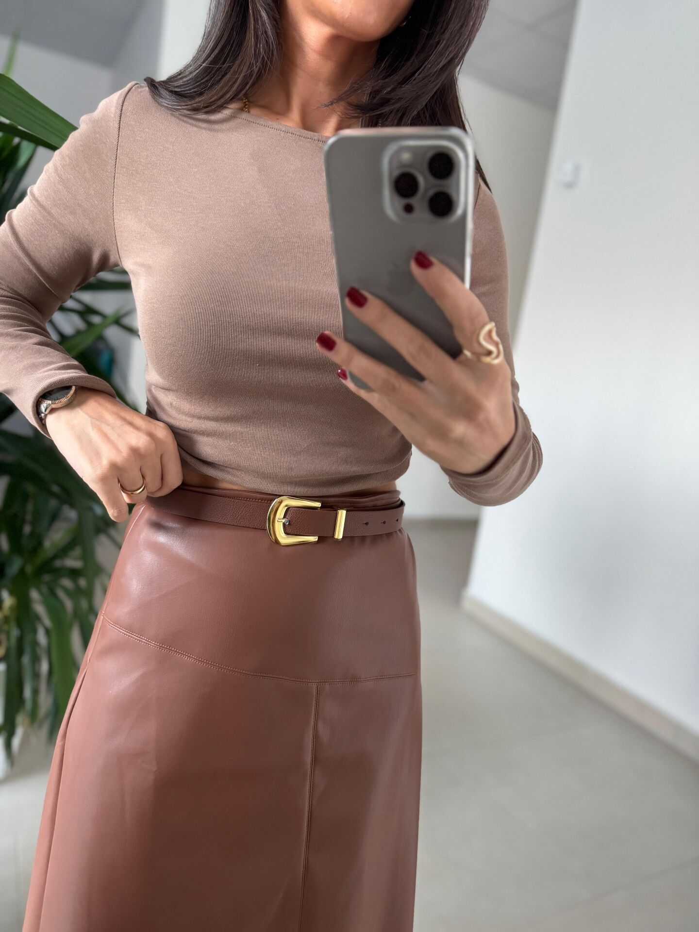 1712 Gold Tokalı Kahve Kemer