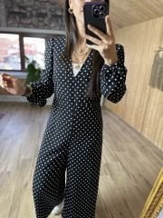 Polka dot crepe jumpsuit