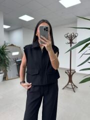 Kd 7855 Omuzu Çakımlı Siyah Takım