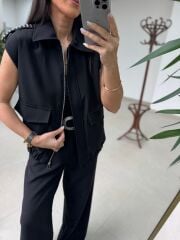 Kd 7855 Omuzu Çakımlı Siyah Takım