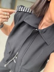 Kd 7855 Omuzu Çakımlı Siyah Takım