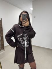 Pi 55803 Kahve Figürlü Sweatshirt
