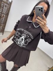 Pi 55803 Kahve Figürlü Sweatshirt