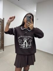 Pi 55803 Kahve Figürlü Sweatshirt