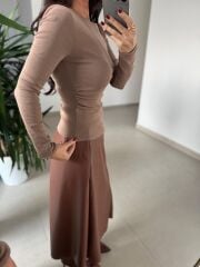 Bb 30470 Deri Midi Taba Etek