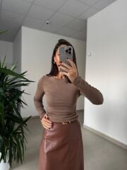 Bb 30470 Deri Midi Taba Etek