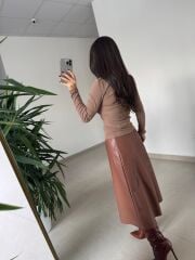 Bb 30470 Deri Midi Taba Etek