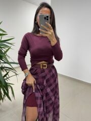 Mz 22786 Baklava Desenli Mor - Lila Etek